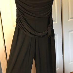EUC Black Pants One Piece Sleevless Tie Belt Small